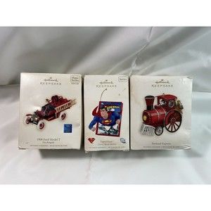 3 of 2008 Hallmark Keepsake Christmas‎ Ornaments Superman Toyland Express Ford T
